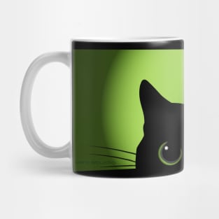 Peek-a-Boo Black Cat (Green) Mug